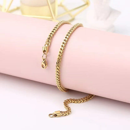 Diamond cut franco chain 3mm Thick Stainless Steel Necklace for men women Gold/Silver/Black chain