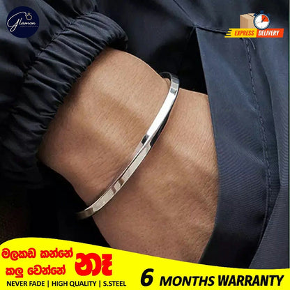 Stainless Steel Bangle for Men Women Simple Twisted Cuff Silver Bracelet Unisex