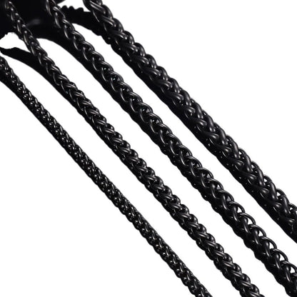 Glamon Stainless Steel Black Color Wheat Chain For Men Women