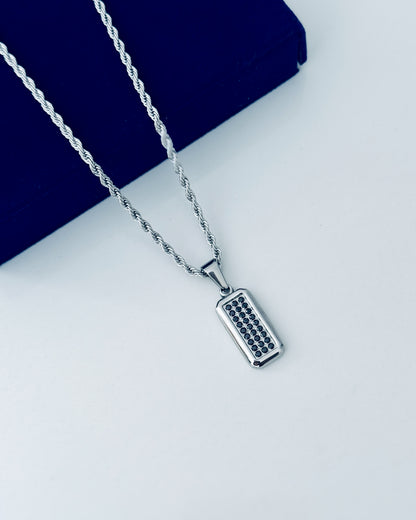 Glamon Luxury Matrix Pendant Necklace with 3mm Silver Rope Chain 316L Stainless Steel Necklace for Men