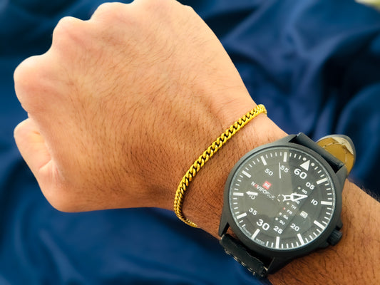 Glamon 4mm Gold Coated Cuban Link Chain Bracelet – Premium Men’s Jewelry