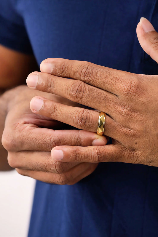 Glamon Prism Ring – Luxury Gold Coated Ring for Men Premium 316L Stainless Steel Waterproof