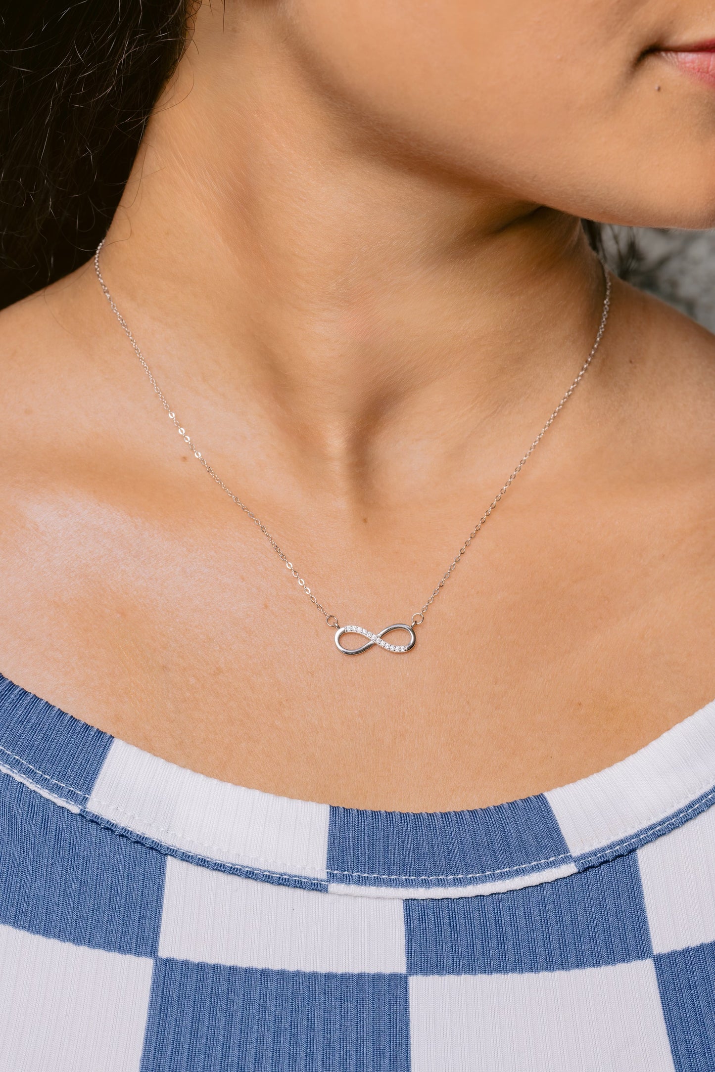 925 Pure Silver Infinity Design Necklace With Sparkling Zircons Timeless Elegance and Symbol of Eternal Love Necklace For Girls Gift