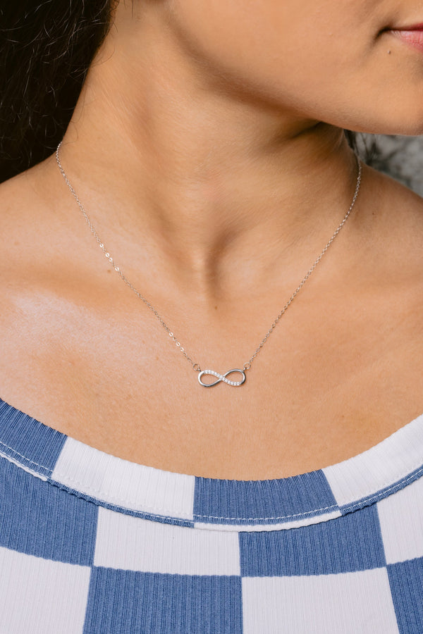 925 Pure Silver Infinity Design Necklace With Sparkling Zircons Timeless Elegance and Symbol of Eternal Love Necklace For Girls Gift