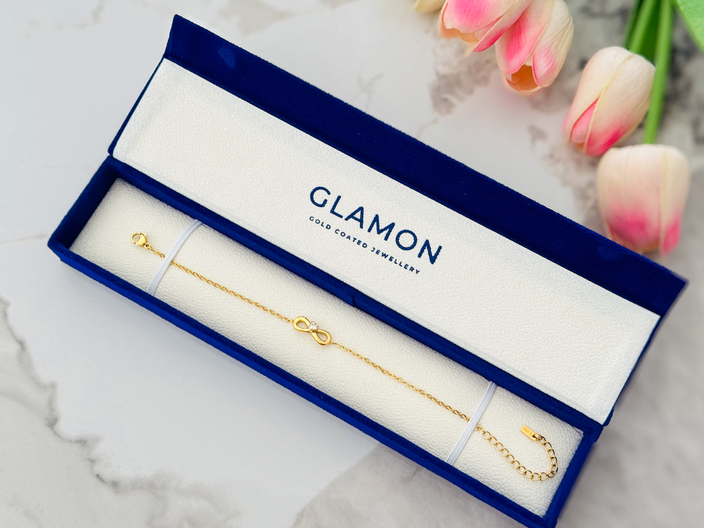 Glamon Infinity Glow Heart Bracelet for Women | Luxury Gold Coated 316L Stainless Steel Waterproof Love Bracelet | Gift for Her Sri Lanka