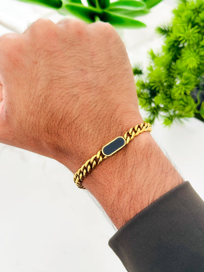 Glamon Midnight Luxe Gold Coated Bracelet for Men – 316L Stainless Steel Waterproof Curb Chain Bracelet | Luxury Gift for Boyfriend, Birthday & Anniversary Gift Sri Lanka