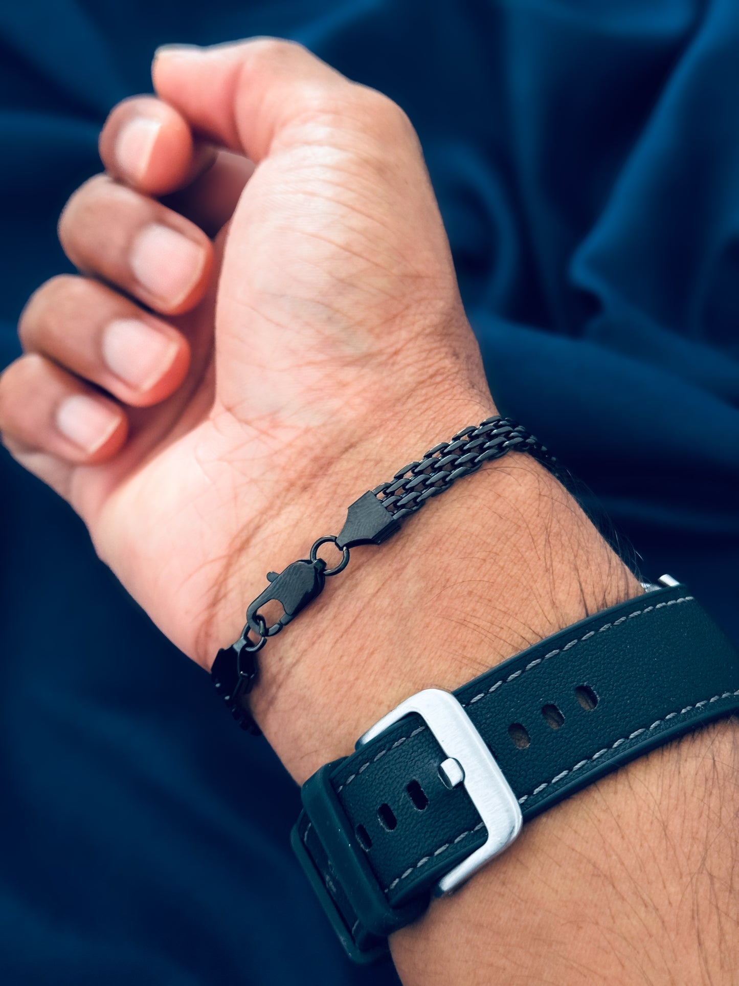 Glamon Astra Mesh Bracelet – 6mm Black Stainless Steel Bracelet for Men | Waterproof & High Quality