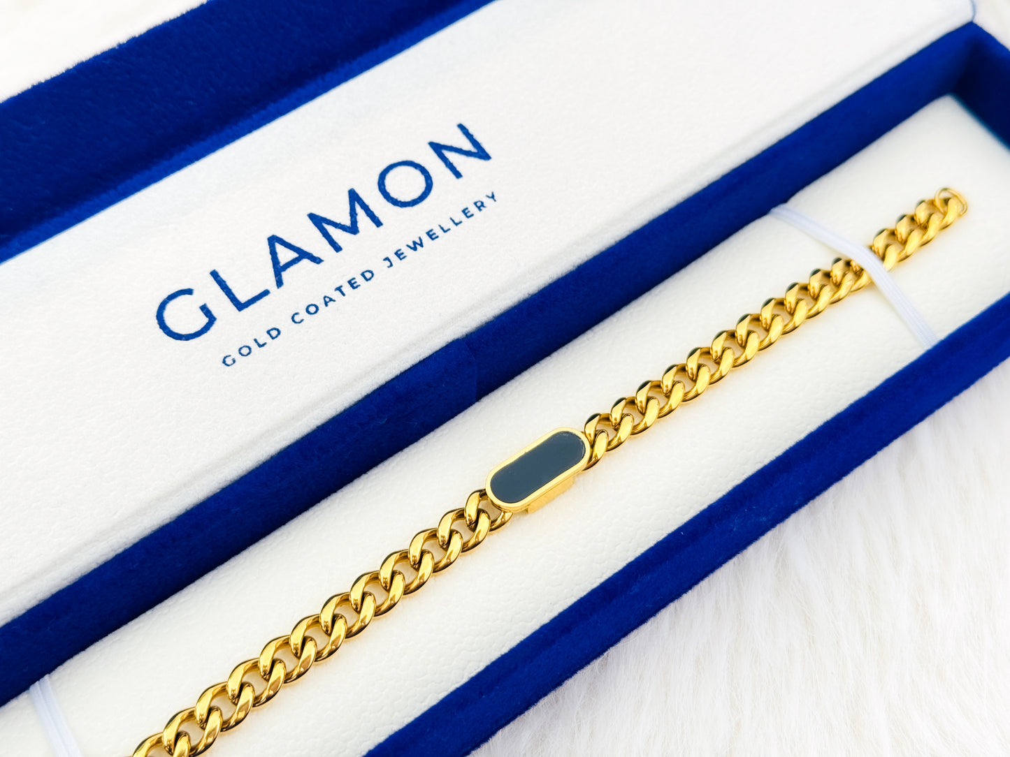 Glamon Midnight Luxe Gold Coated Bracelet for Men – 316L Stainless Steel Waterproof Curb Chain Bracelet | Luxury Gift for Boyfriend, Birthday & Anniversary Gift Sri Lanka