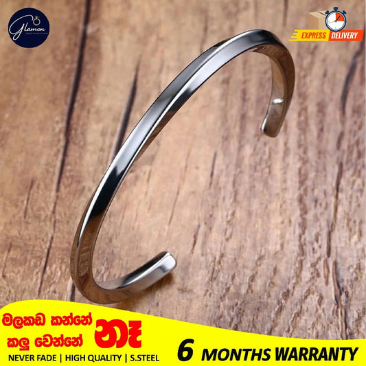 Stainless Steel Bangle for Men Women Simple Twisted Cuff Silver Bracelet Unisex