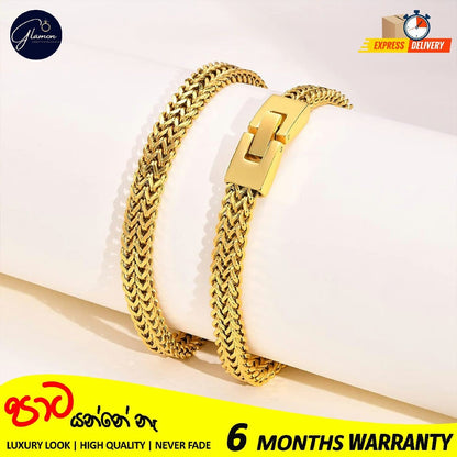 6mm Thick Double Franco Chain Gold Bracelet For Men High Quality Stainless Steel Diamond Cut Bali Foxtail Link Mens Bracelet Boys Gift Items Birthday