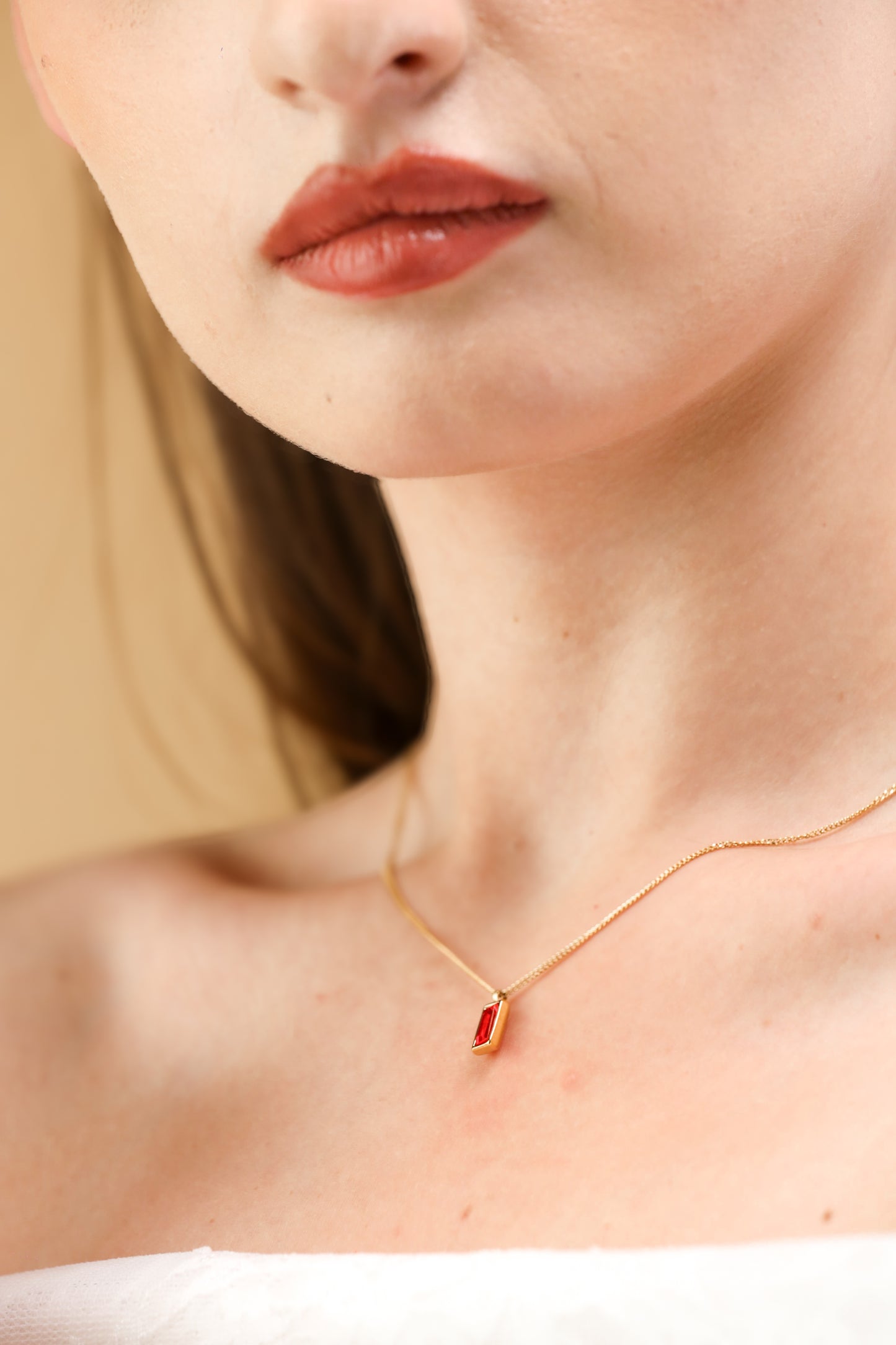 Glamon Minimalist Simple Rectangle Square Zircon Necklace For Girls Birthday Gift