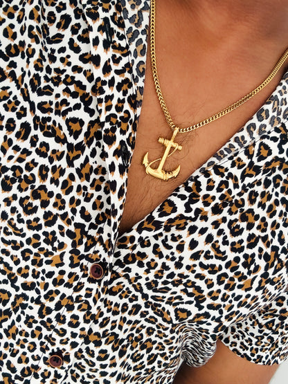 Anchor Pendant with Franco Box Chain - GOLD COATED High Quality