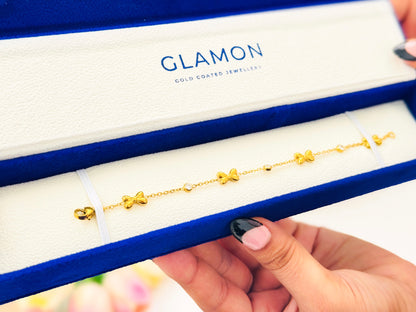 Bow Zircon Bracelet - Gold Coated High Quality Waterproof Bracelet For Girls