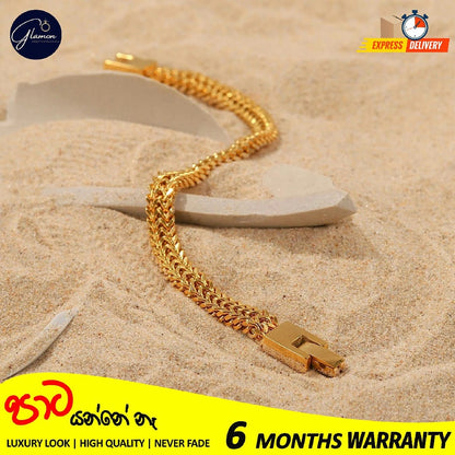 6mm Thick Double Franco Chain Gold Bracelet For Men High Quality Stainless Steel Diamond Cut Bali Foxtail Link Mens Bracelet Boys Gift Items Birthday