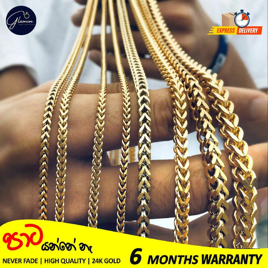 Diamond cut franco chain 3mm Thick Stainless Steel Necklace for men women Gold/Silver/Black chain