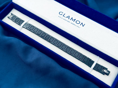 Glamon Monarch Link Bracelet – Black Edition | Luxury 316L Stainless Steel Waterproof Men’s Bracelet | 10mm Adjustable 21cm | 6-Month Warranty | Sri Lanka Exclusive