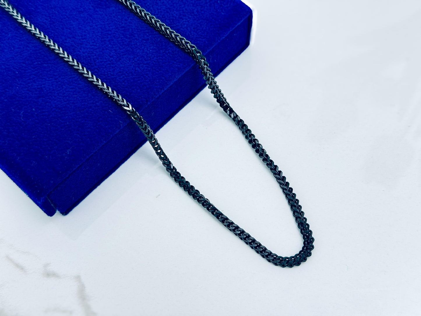 Glamon 3mm Black Franco Box Chain Necklace for Men – Premium Minimal Stainless Steel Chain