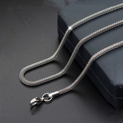 Waterproof Round Mesh Chain Stainless Steel Necklace For Men Women