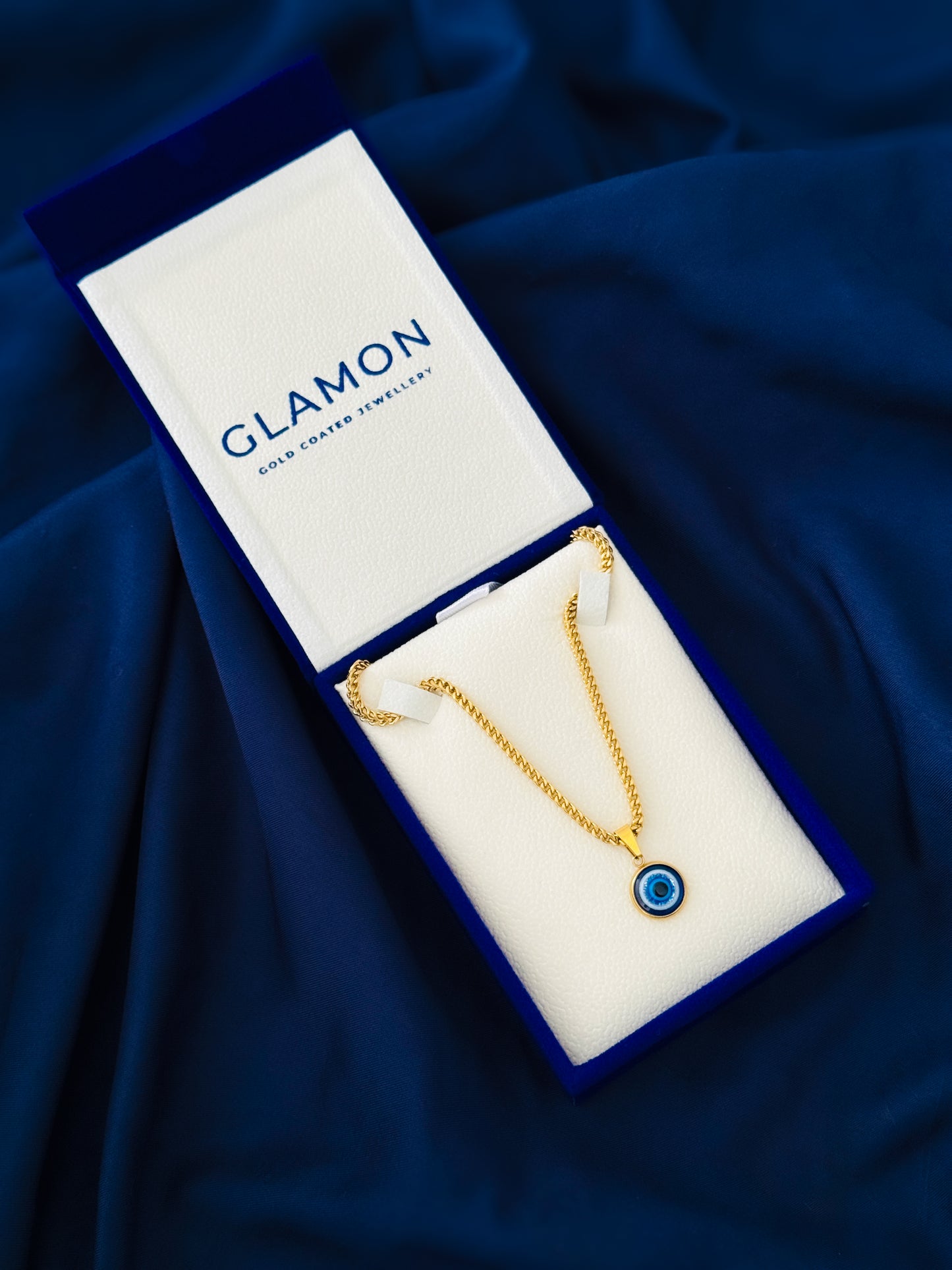 Guardian Eye Necklace for Men – Luxury Gold Coated Evil Eye Pendant with 3mm Franco Chain | Waterproof Stainless Steel Gift