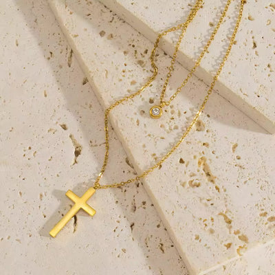 Grace Layerd Cross Necklace - Gold Coated High Quality Waterproof
