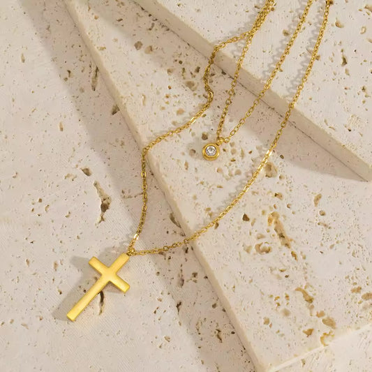Grace Layerd Cross Necklace - Gold Coated High Quality Waterproof