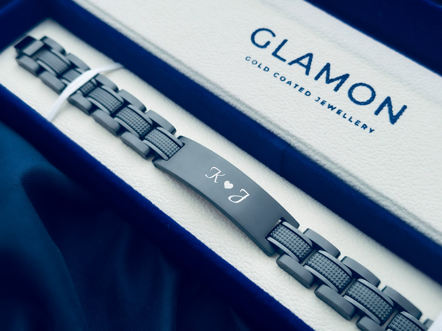 Glamon ZYGMA BLACK EDITION   Name Engraved Bracelet for Men | Premium Luxury Mens Gift