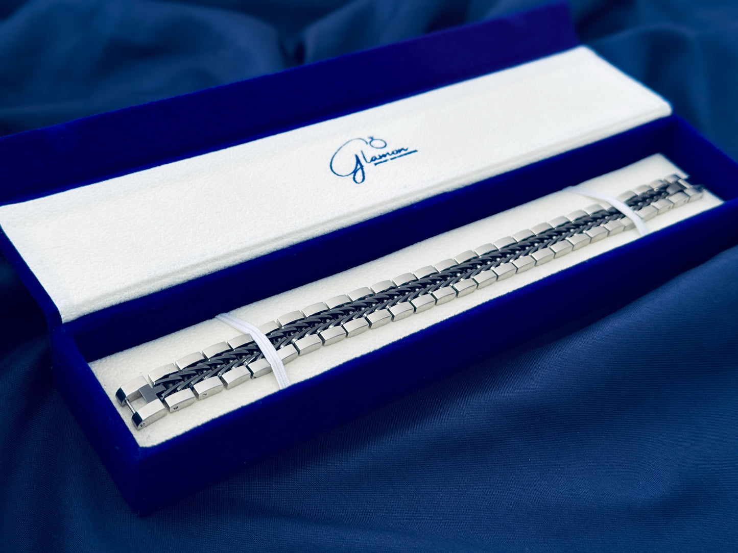 Glamon Titan Weave Bracelet – Dual Tone Silver