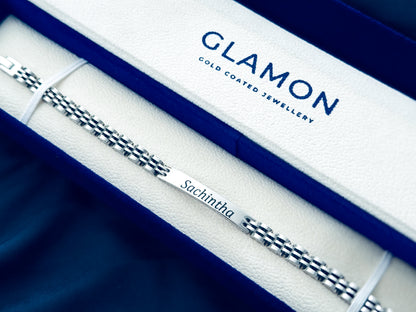 Luxury Personalized Name Bracelet for Men – Custom Silver Bracelet Gift for Boyfriend Sri Lanka