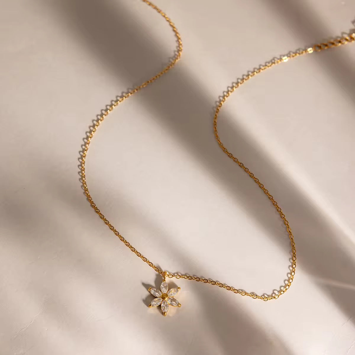 Golden Blossom Flower Necklace for Women | Gold Coated Waterproof Crystal Pendant Necklace