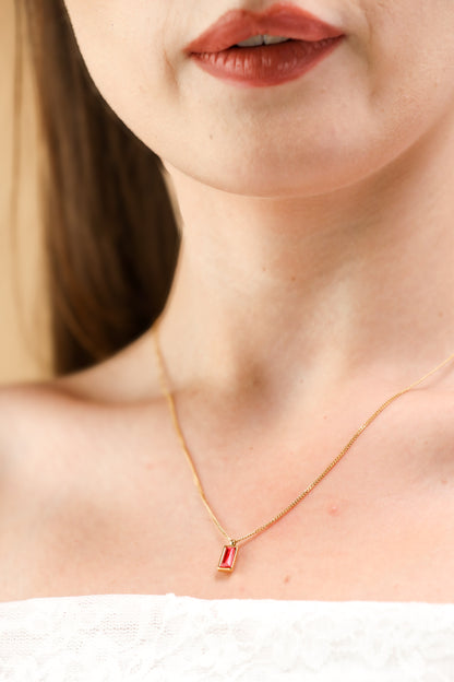 Glamon Minimalist Simple Rectangle Square Zircon Necklace For Girls Birthday Gift