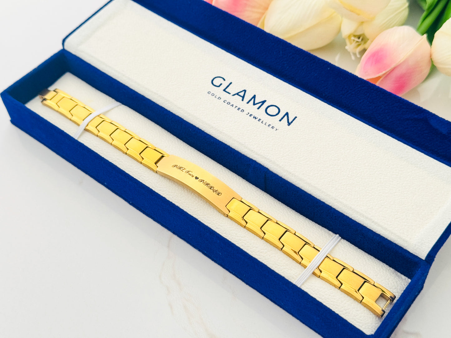 Glamon Alpha Band-Gold Edition-Customized Name Bracelet Gift For Men