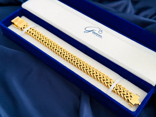 Glamon Franco Bracelet for Men – Gold Coated Waterproof Stainless Steel Luxury Chain Bracelet with Premium Gift Box