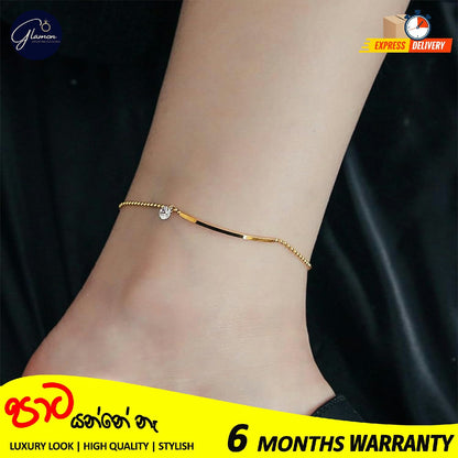 Luxury Design High-End Jewelery Zircon Ankle Charm Gold Plated Ankle Bracelets for Women Stainless Steel Beaded Leg Chain Girls Beach Accessories