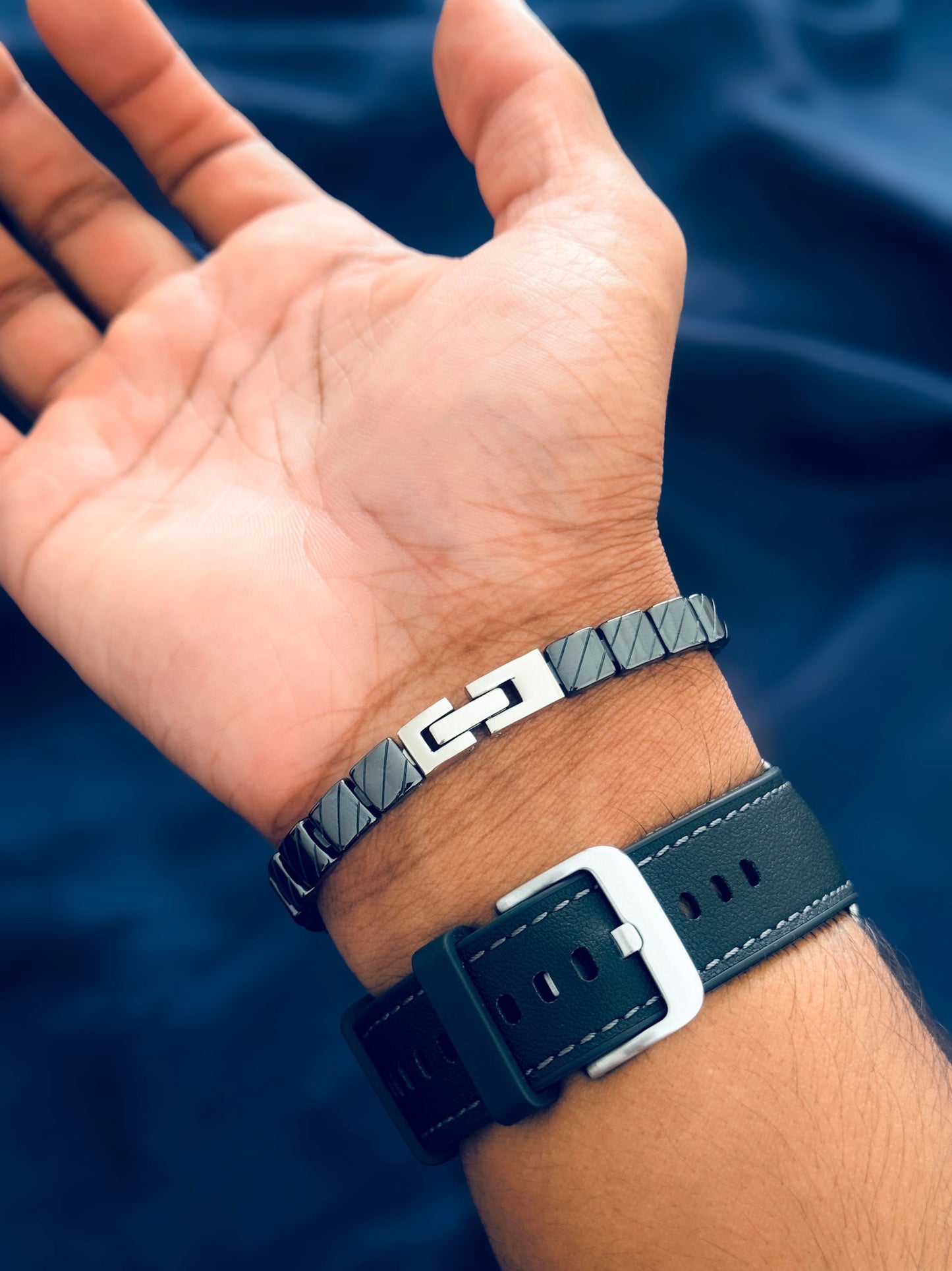 Glamon Shadow Link Ceramic Bracelet – Luxury Black Men’s Bracelet, Minimal Modern Jewelry Gift for Him