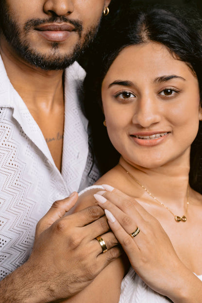 Gold Coated Engagement Wedding Couple Rings - High Quality Gold Coated