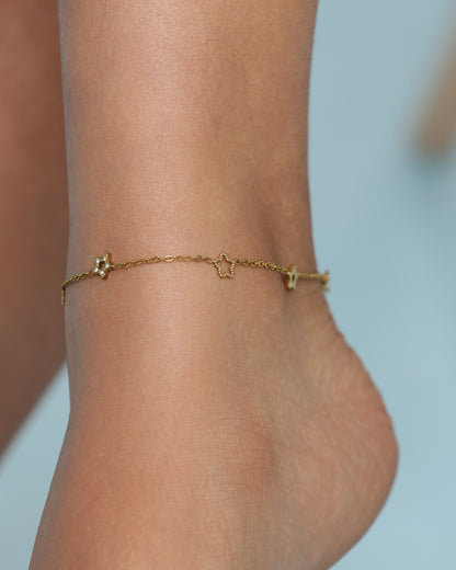 Glamon Stella Anklet – Gold-Coated Star Anklet for Women | Waterproof 316L Stainless Steel
