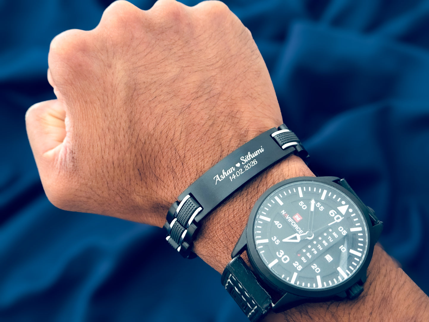 Glamon ZYGMA PRIME BLACK Name Engraved Bracelet for Men | Premium Luxury Mens Gift