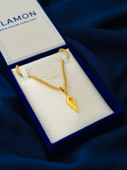 Glamon Vertex Gold Coated Pendant Necklace for Men – Premium 316L Stainless Steel Franco Chain | Waterproof | Gift for Boyfriend | 6 Months Warranty