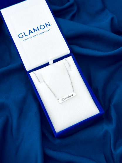 Custom Name Necklace For Women Sri Lanka – Stainless Steel Silver Bar Necklace | Personalized Gift for Her