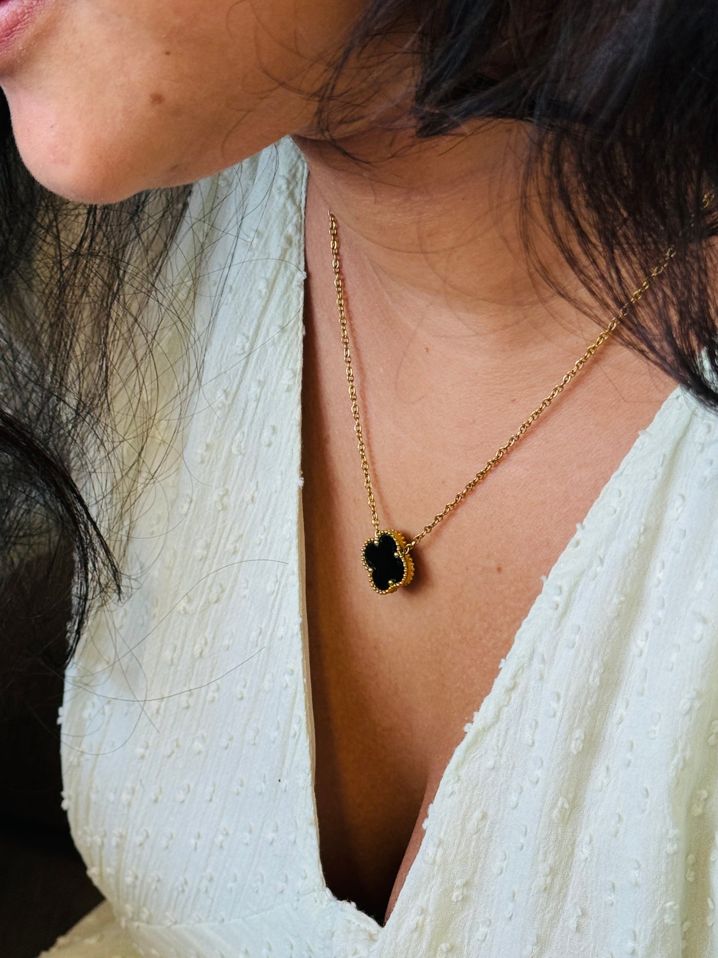 Glamon Lucky Leaf Necklace for Girls - Gold Plated, Waterproof Stainless Steel Jewelry