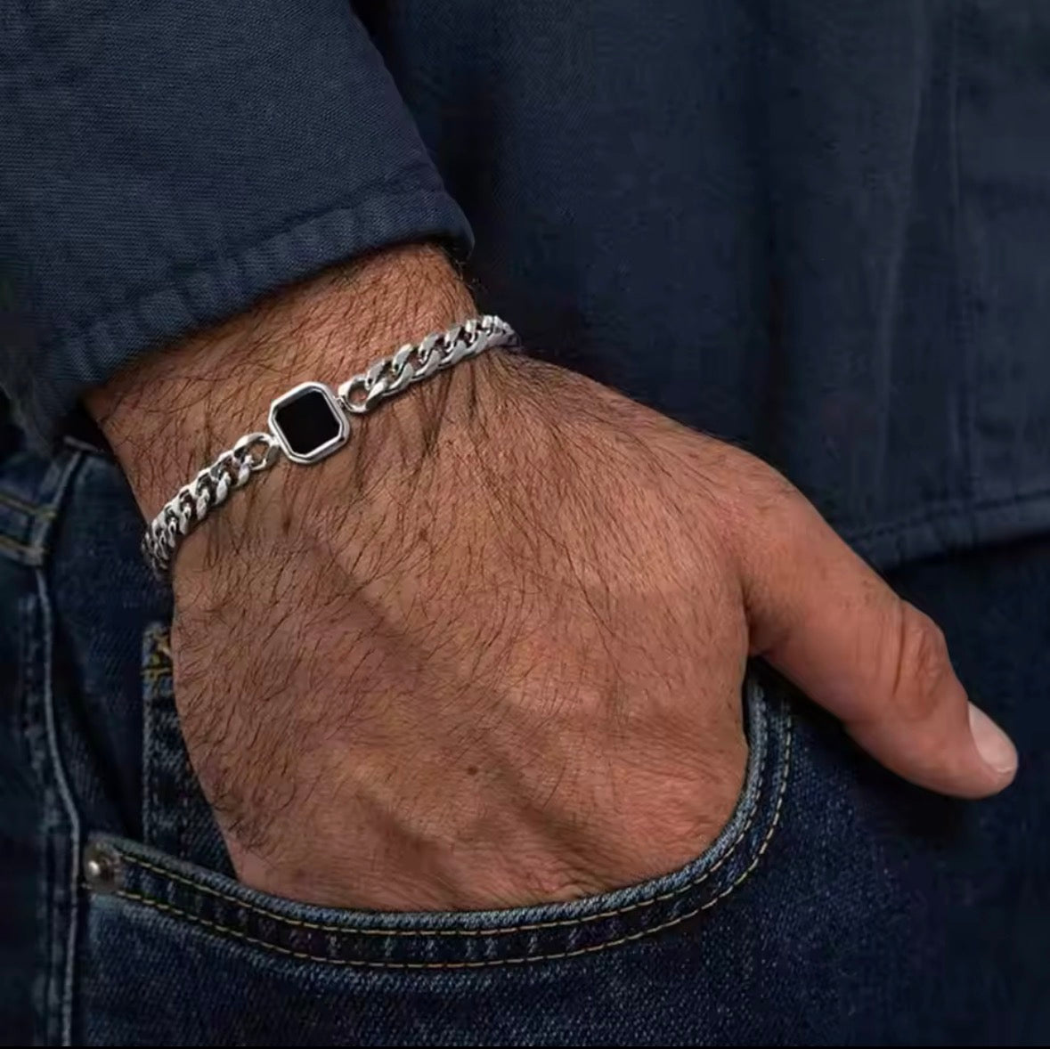 King's Cut Bracelet For Men - SILVER Never Fade High Quality