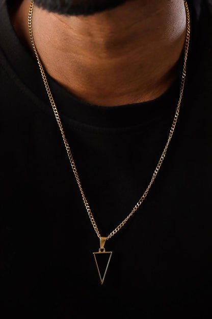Glamon Shadow Point Necklace – Luxury Gold Pendant Necklace for Men | Premium 316L Stainless Steel | Waterproof Franco Box Chain