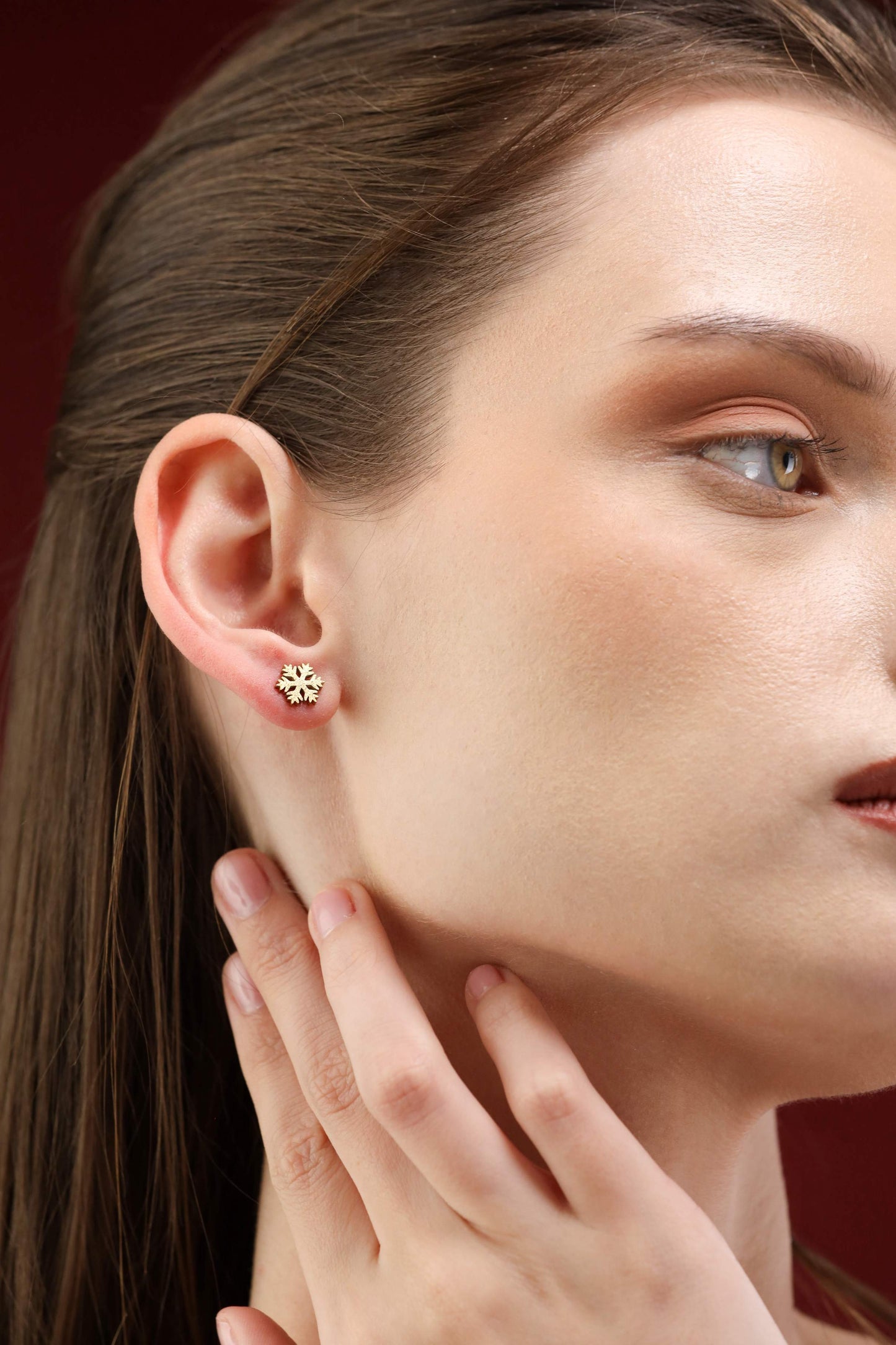 Glamon Snowflake Luxe Earrings – Gold Coated Minimal Crystal Stud Earrings for Women Sri Lanka