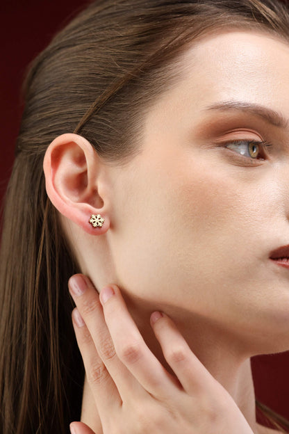 Glamon Snowflake Luxe Earrings – Gold Coated Minimal Crystal Stud Earrings for Women Sri Lanka