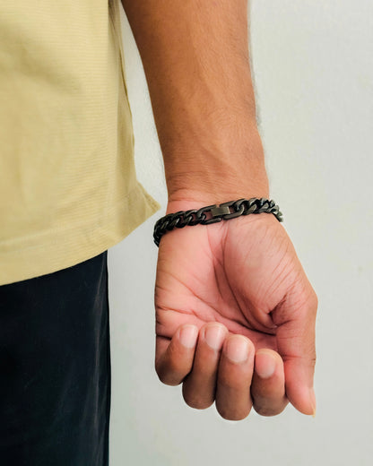 Glamon 8mm Black Cuban Link Bracelet for Men – Premium 316L Stainless Steel Waterproof Luxury Men’s Bracelet | Gift for Boyfriend