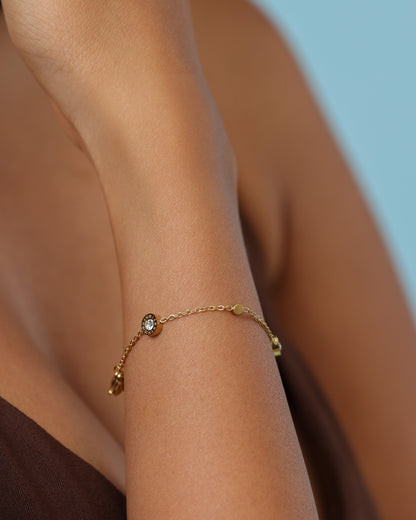 Glamon White Zircon Roman Bracelet – Gold-Coated Waterproof 316L Stainless Steel Bracelet for Women