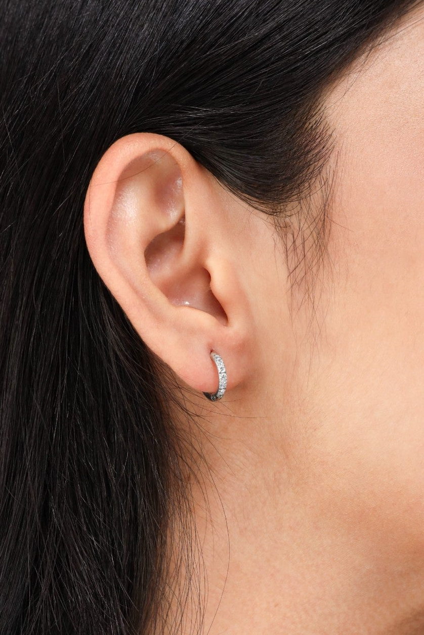 Glamon Silver Glow Huggies – Silver Zircon Huggie Earrings for Women Sri Lanka