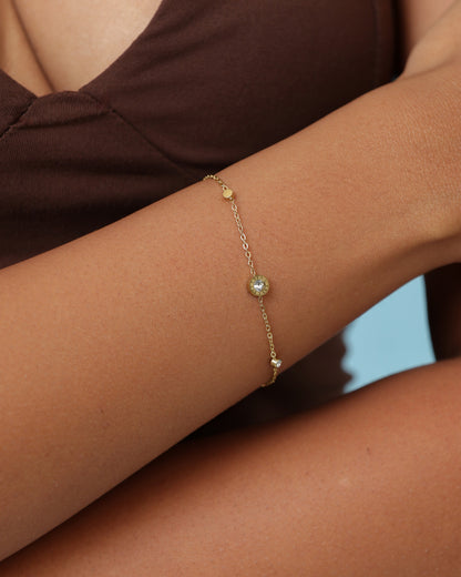 Glamon White Zircon Roman Bracelet – Gold-Coated Waterproof 316L Stainless Steel Bracelet for Women
