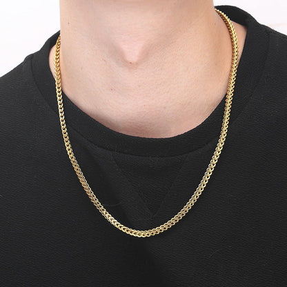 Diamond cut franco chain 3mm Thick Stainless Steel Necklace for men women Gold/Silver/Black chain