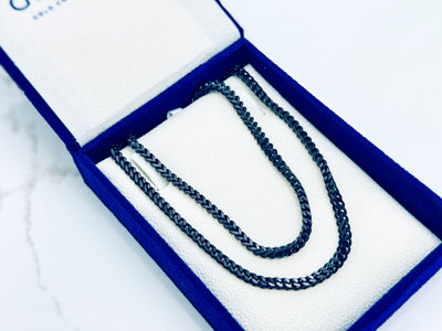 Glamon 3mm Black Franco Box Chain Necklace for Men – Premium Minimal Stainless Steel Chain